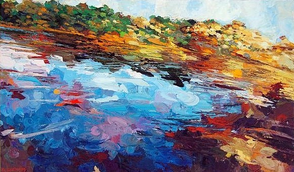 James Michalopoulos, Whispering Water
Oil on Canvas, 45 x 77 in.
$28,000
