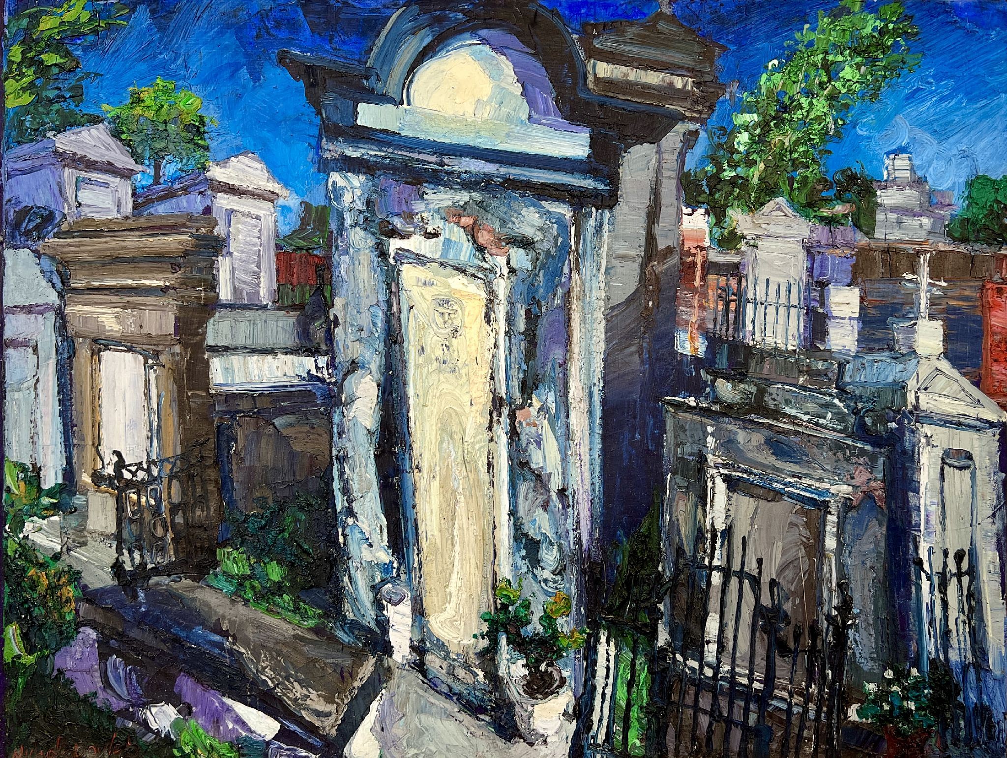 Nowhere are cemeteries more fascinating than in New Orleans. Small cities of the departed. Elegant architectural forms erected to solemnize and honor the deceased. Collectively the tombs become a Cementius Second Line. From the Dead they unselfconsciously "Rock the Box.” 
 - James Michalopoulos