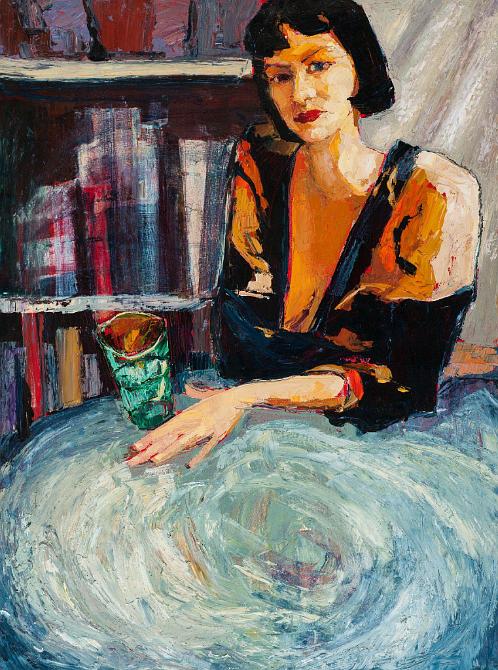 Untitled (Woman with bob and green glass)